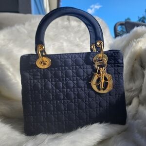 DIOR Lady Dior Navy Blue Nylon